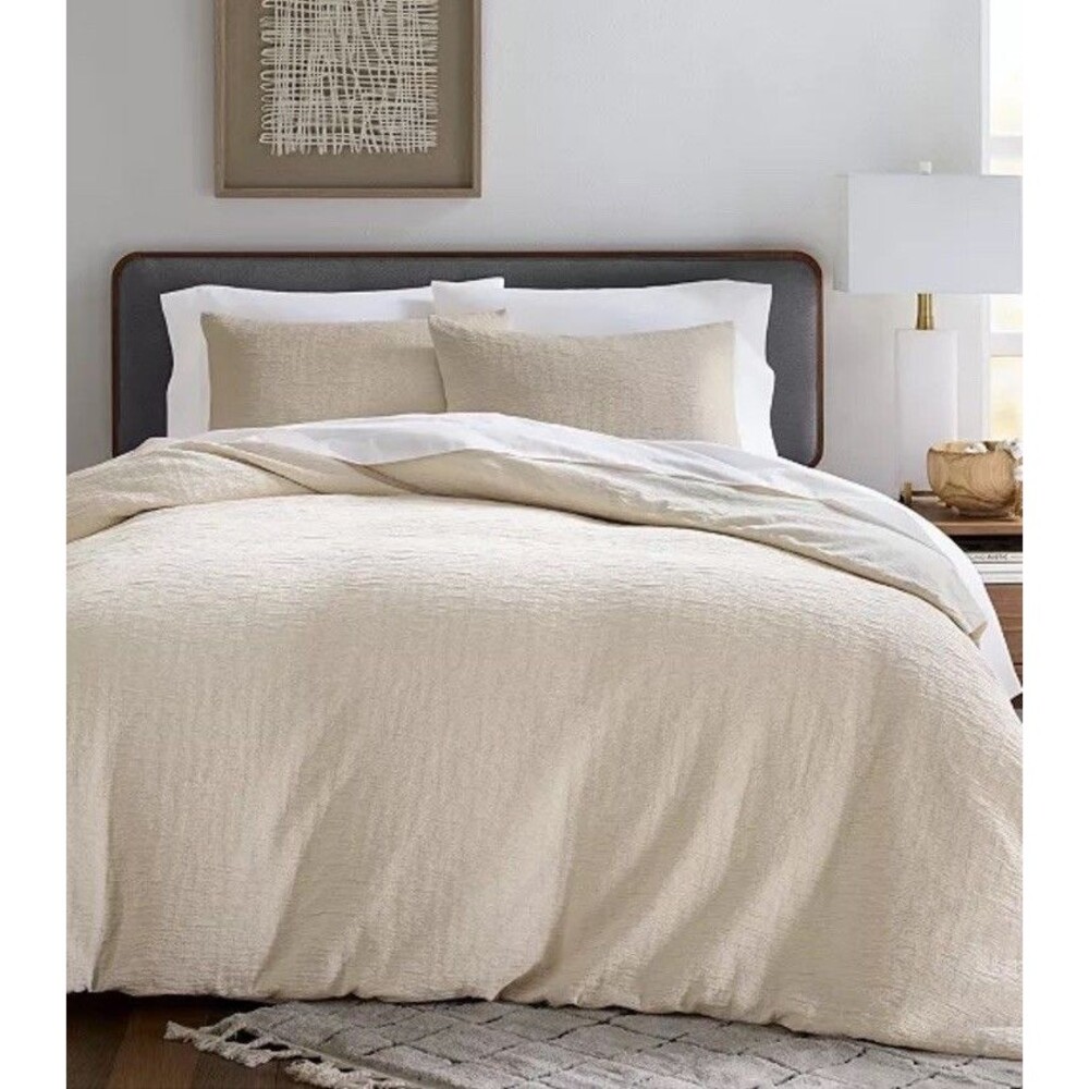 Oake Layered Horizons Duvet + 2 King Shams Natural Color NEW